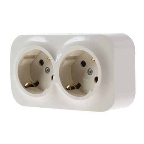 Розетка 2-м ОП Quteo 16А IP20 250В 2х2P+E с заземл. защ. шторки сл. кость Leg 782253 Legrand