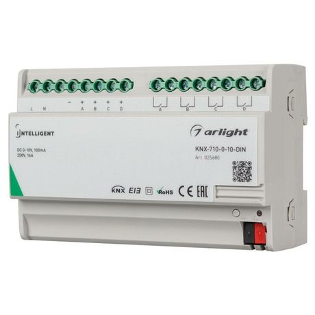 Конвертер KNX-710-0-10-DIN (230V, 4x0/1-10, 4x16A) (IARL, Пластик) - 025680 Arlight