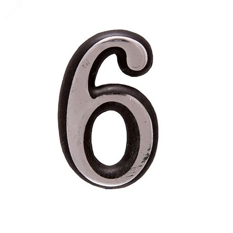 Цифра дверная на двусторонней клеевой основе, АЛЛЮР БОЛЬШАЯ пластик 6 хром - 6978 ПТК
