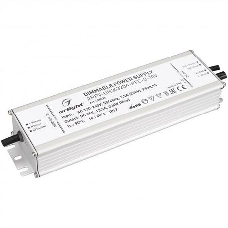 Блок питания ARPV-UH24320A-PFC-0-10V (24V, 13.3A, 320W) (ARL, IP67 Металл, 7 лет) - 026574 Arlight