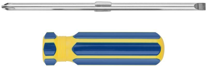 Отвертка с переставным жалом, CrV сталь, сине-желтая пластиковая ручка 6х70 мм PH2/SL6 - 56218 РОС