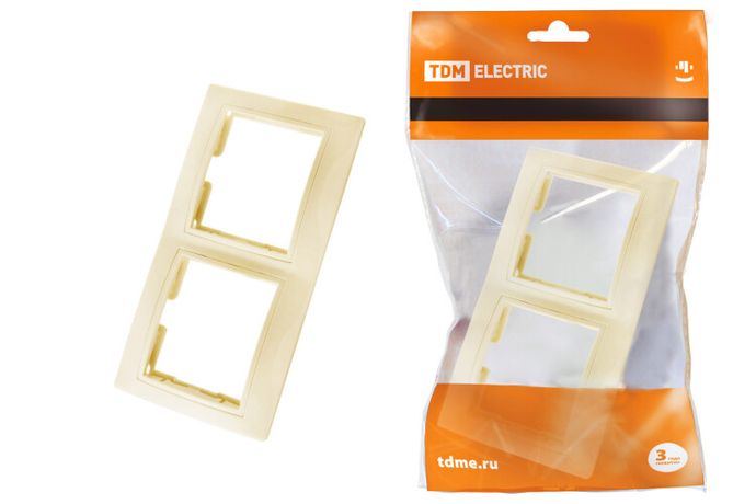 Рамка двухпостовая горизонтальная слоновая кость ''Таймыр'' - SQ1814-0126 TDM