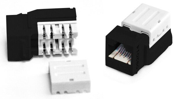 Вставка Keystone Jack KJNE-8P8C-C6-90-BK RJ-45(8P8C), категория 6, 110 IDC, заделка с помощью NE-TOOL, черная | 222453 Hyperline