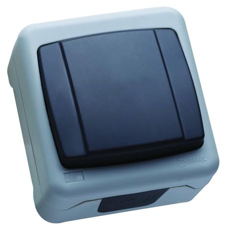 Выключатель одноклавишный проходной IP55, серый - 36064005 Makel