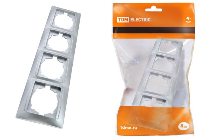 Рамка 4-х постовая горизонтальная серебр. металлик "Лама" | SQ1815-0232 TDM