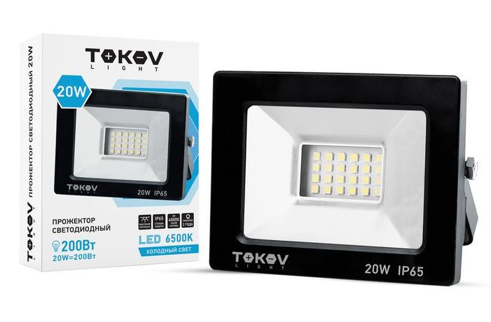 Прожектор светодиодный 20Вт 1300лм 6500К IP65 черн. (TKL) TOKOV ELECTRIC TKL-FL/LED-20-6.5K-IP65 LIGHT