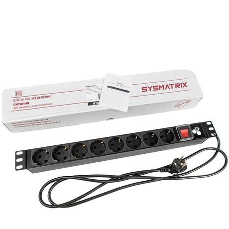 Блок розеток 19 PDU 8 розеток. 16 A. выключатель. шнур 1.8 м - PD 19.08SCH-IS-1.16-1.8.2 SYSMATRIX