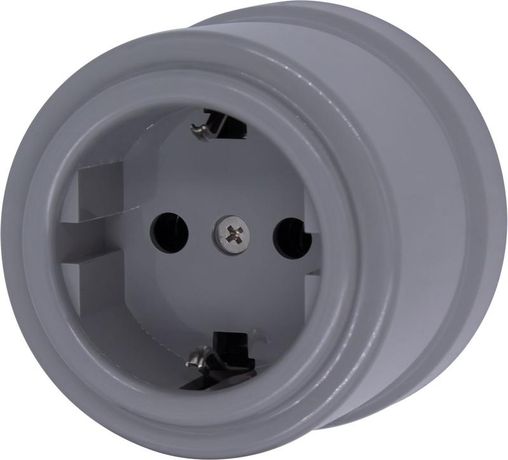 Розетка Лизетта с заземлением, пластик, цвет Титан - B1-101-26 BIRONI