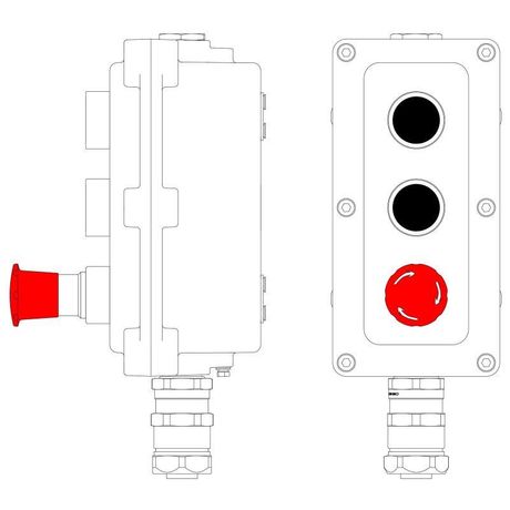 Пост управления взрывонепроницаемый из алюминия LCSD-03-B-MC-P1B(11)x1-P1B(11)x1-P6R(11)x1-PCMB-KAEPM3MHK-26 DKC LCSD21000136 ДКС