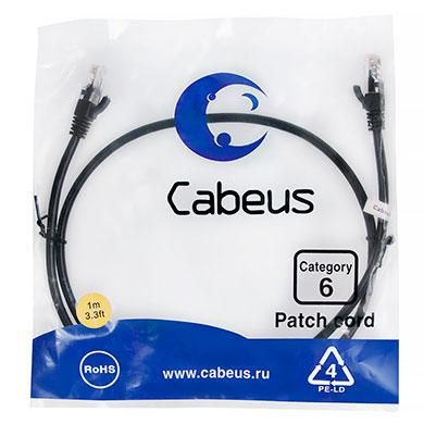 Патч-корд PC-UTP-RJ45-Cat.6-1m-BK U/UTP, категория 6, 2xRJ45/8p8c, неэкранированный, черный, PVC, 1м - 8663c Cabeus