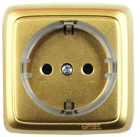 Розетка наружная с заземлением (стакан) золото - РА16-171-07 HEGEL