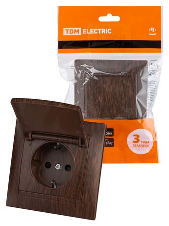 Розетка 2П+З 16А 250В IP44 с защ. шт. крышкой венге "Лама" | SQ1815-0414 TDM