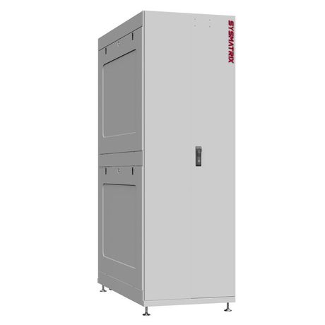 Шкаф серверный 24U 800х1200 передняя дверь: двустворчатая глухой металл IP51. задняя одностворчатая боковые панели: металл. цвет: серый RAL7035 - NS 8224.7521 SYSMATRIX