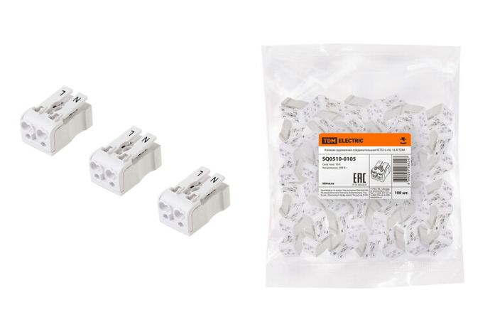 Клемма пружинная соединительная КСП2-L+N, 16 A | SQ0510-0105 TDM