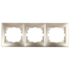 Рамка для розеток и выключателей 3 поста шампань пластик Intro Plano 1-503-04 - Б0030099 ЭРА