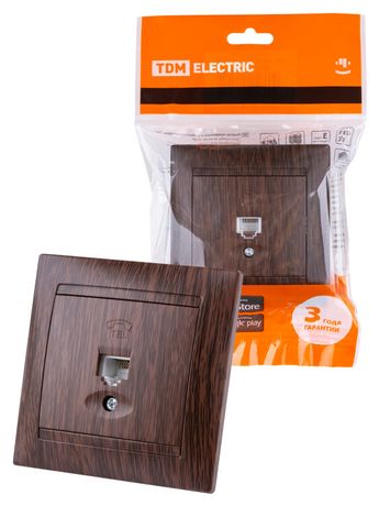 Розетка телефонная RJ11 венге "Лама" | SQ1815-0415 TDM