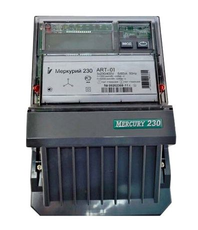 Счетчик Меркурий 230 ART-01 RN 5-60А/400В (мнтар.) ЖКИ (монт. пл.) Инкотекс АRT-01