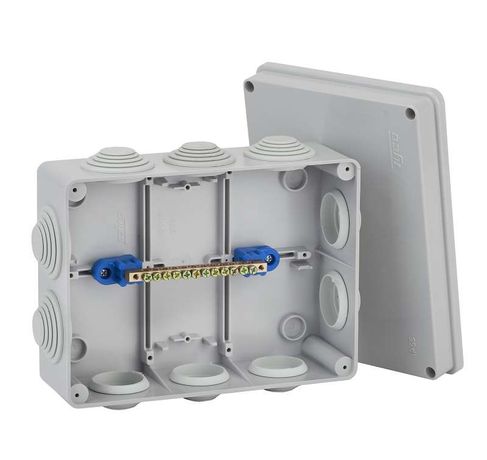 Коробка распределительная ОП 200х140х75мм 10 вводов IP55 сер. Ruvinil 67055УП TYCO