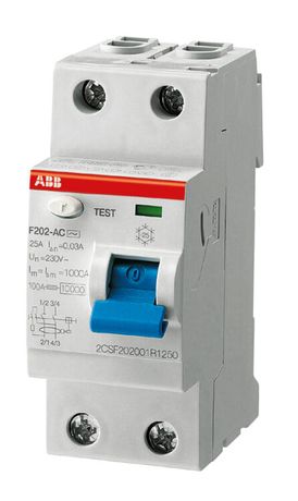 Выключатель дифференциальный (УЗО) F202 2п 16А 10мА тип A | 2CSF202101R0160 ABB