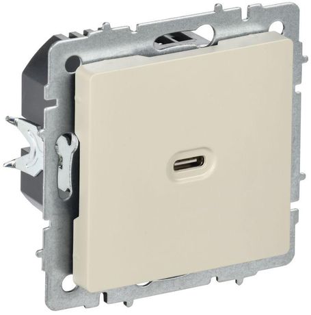 Розетка СП BRITE РЮ12-1-БрКр USB C 65Вт высокоскор. заряд. беж. IEK BR-U13-065-K10