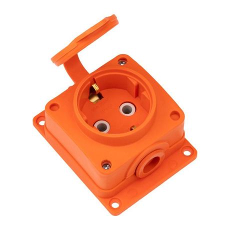 Розетка (колодка) влагозащищенная с крышкой 1 гнездо COMPACT, с/3, 16А, IP54, каучук, оранжевая | 111-225 REXANT MEET REXANT арт. 111-225