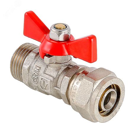 Кран шаровой 16х1/2' НН под обжим ручка бабочка - VT.341.N.1604 VALTEC AAV230304