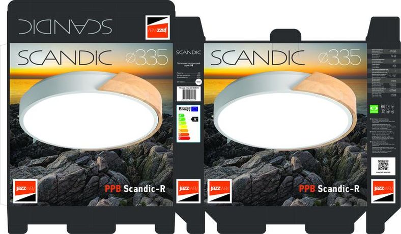 Светильник светодиодный потолочный SCANDIC ДБО-24W 4000К 2000Лм белый обрамление из натурального дерева IP20 Jazzway - 5036932