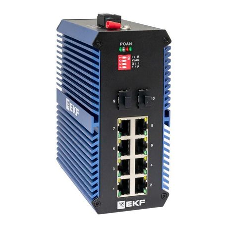 Промышленный неуправляемый коммутатор U-2GX/SFP-8GTP, 2 порта 1000Base-X SFP, 8 портов 10/100/1000Base-T(X) RJ45 c PoE, монтаж на динрейку TSX |TSX-U- EKF TSX-U-2GX/SFP-8GTP