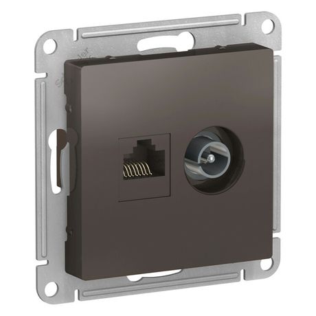 Механизм розетки 2-м ATLAS DESIGN комп. RJ45 кат.5E+TV мокко SchE ATN000689 APC