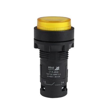 Кнопка с подсветкой OptiSignal Compact D22 C7-PL-B501 желтая 1НЗ 24 В AC/DC XB7NW35B2 | 362092 КЭАЗ 362087