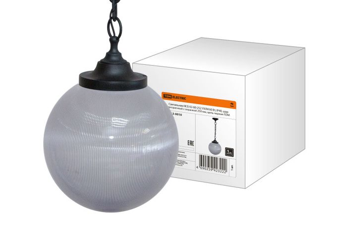 Светильник НСБ 02-60-252 УХЛ4 60 Вт, IP40, шар прозрачный с огранкой 250 мм, цепь черная | SQ0313-0010 TDM