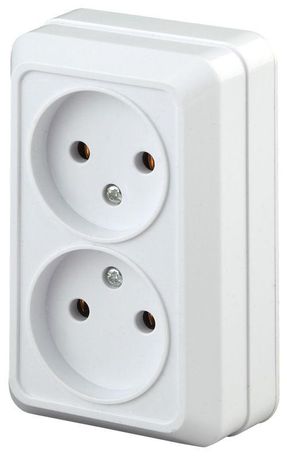 Розетка 2-м ОП Quadro 2Э-203-01 16А IP20 250В 2х2P без монтаж. лапок бел. Intro Б0038871 ЭРА