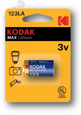 Батарейка Kodak CR123 [ K123LA] MAX Lithium (6/12/10800) - Б0005146