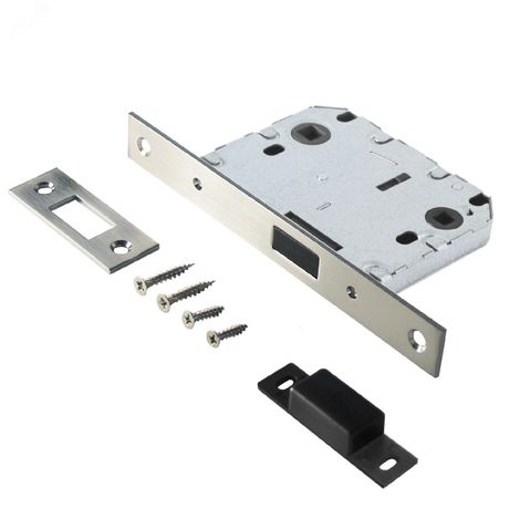 Защелка врезная универсальная без ручек для деревянных межкомнатных дверей, АЛЛЮР АРТ L7050-MS SN никель матовый - 11551 ПТК