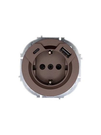Розетка 1-м СП OSEN с заземл. TC + USB разъем механизм шоколад LEZARD 743-7388-181TC