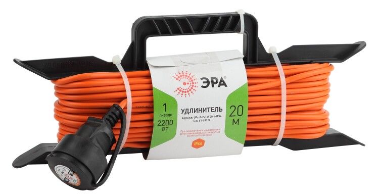Удлинитель силовой UFx-1-2x1.0-20m-IP44 на рамке б/з 1 гн 20м ПВС 2х1 ЭРА - Б0043040
