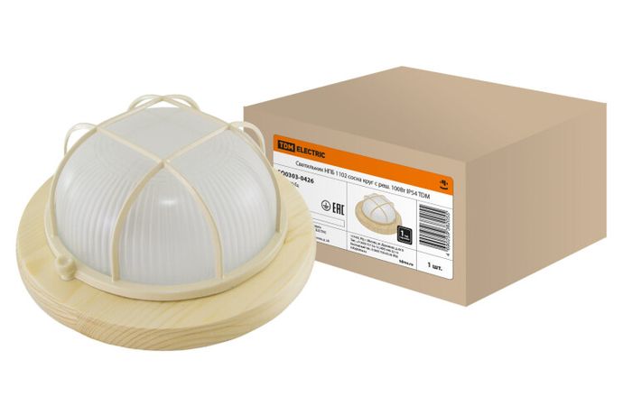 Светильник пылевлагозащищенный под лампу для ЖКХ НПБ1102 сосна круг с реш. 100Вт IP54 | SQ0303-0426 TDM