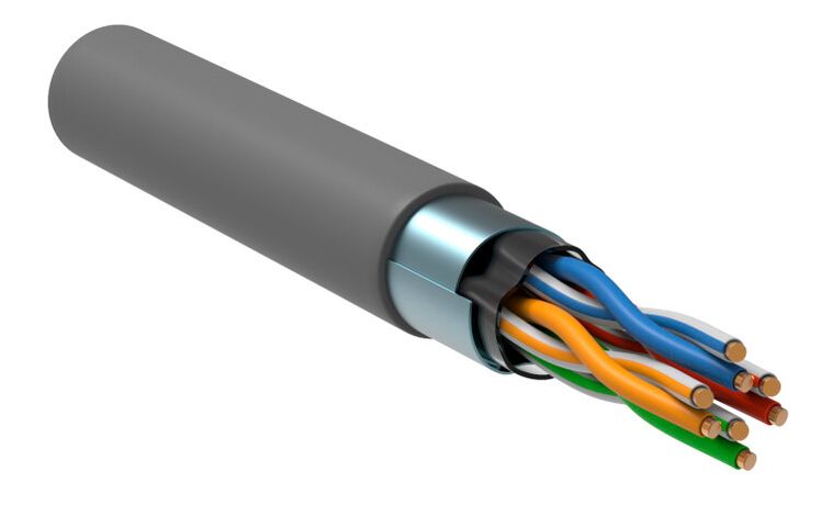 Кабель связи витая пара F/UTP 5E 4х2х24AWG solid PVC сер. РФ (уп.305м) ITK LC1-C5E04-311-R IEK
