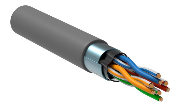 Кабель связи витая пара F/UTP, кат.5E 4x2х24AWG solid, PVC, 305м, серый | LC1-C5E04-311 ITK IEK