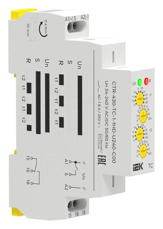 Реле циклическое TC 1 конт. 24-240В AC/DC IEK (ИЭК) арт. CTR-430-TC-1-1HD-U240-C00