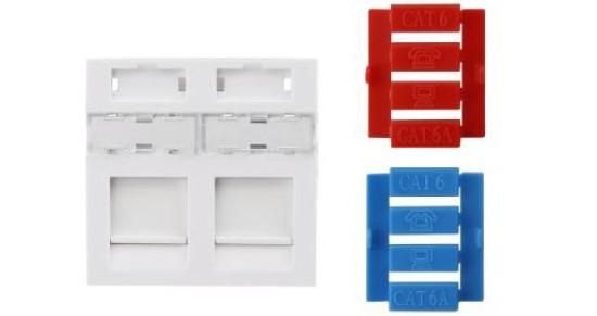 Вставка 45х45 (аналог Mosaic) для 2х модулей Keystone Jack со шторками SIP3-2K-M45-45 Hyperline 426177