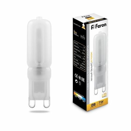 Лампа светодиодная LB-431 (7W) 230V G9 6400K 16x60mm | 25757 FERON