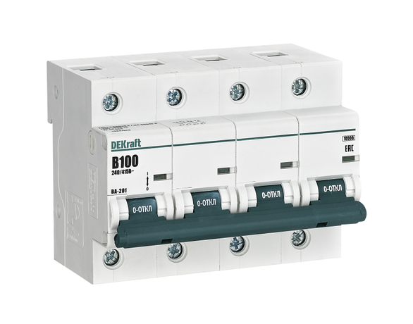 Автоматический выключатель 4Р 100А х-ка B ВА-201 10кА | 13047DEK DEKraft APC