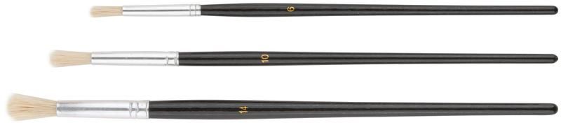 Кисть художественная натуральная щетина деревянная ручка круглая набор 3шт FIT 01522 РОС