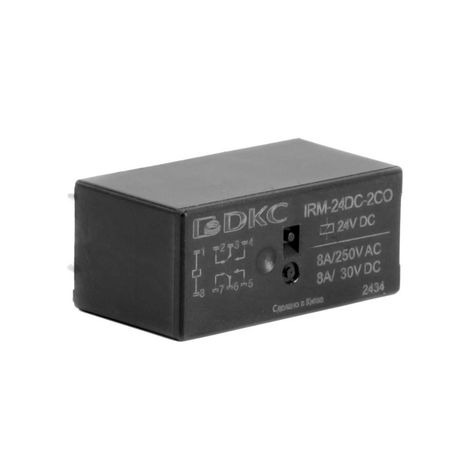 Реле миниатюрное низкопрофильное, 2CO, ком. ток 8А, AgSnO2, напряжение 12V DC | IRM-12DC-2CO DKC ДКС