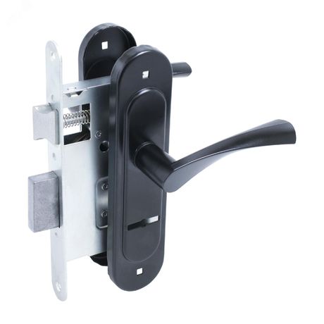 Замок врезной Птимаш ЗВ9-407 с пружиной черный с/руч - 13363 ПТК