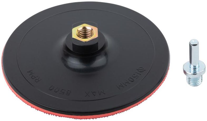 Диск шлифовальный с липучкой, гайка М14 + переходник для дрели, 150х3 мм - 39626 РОС