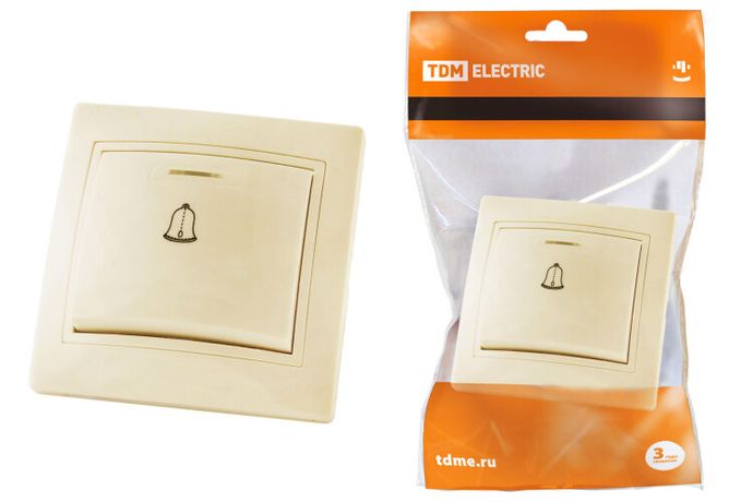 Кнопка звонковая с подсветкой 6А сл. кость "Таймыр" | SQ1814-0110 TDM