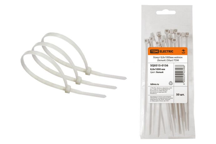 Хомут 8,8х1000мм нейлон (белый) (50шт) | SQ0515-0156 TDM