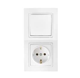 Беларусь Блок: выключатель скрытый одноклавишный + розетка 1п с заземлением В-РЦ-729 - Блок Bylectrica